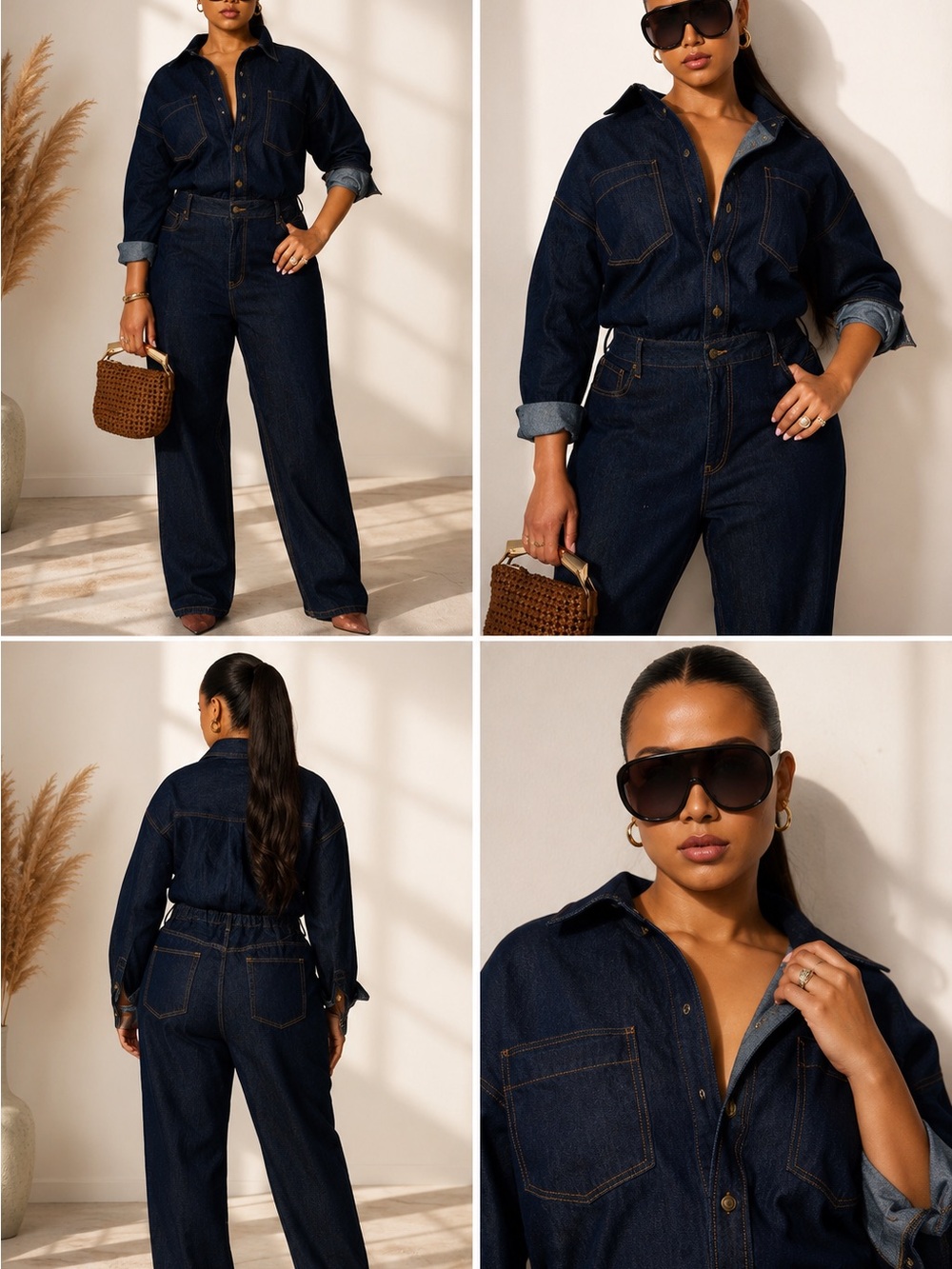 Fashion Nova Dark Wash Denim Wide Leg Jeans